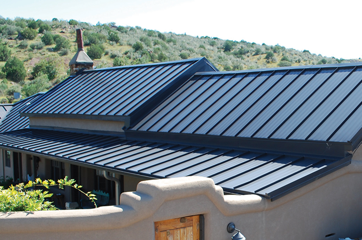 Metal shingles roof on a residential house in Katy Texas
