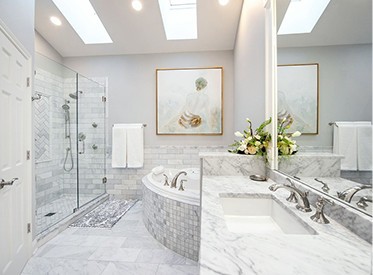 Bathroom renovation project with new shower and flooring in Katy Texas home