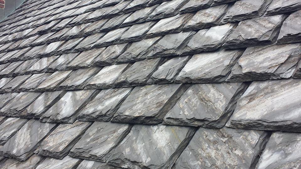Natural slate roofing installed on historic home in Katy TX