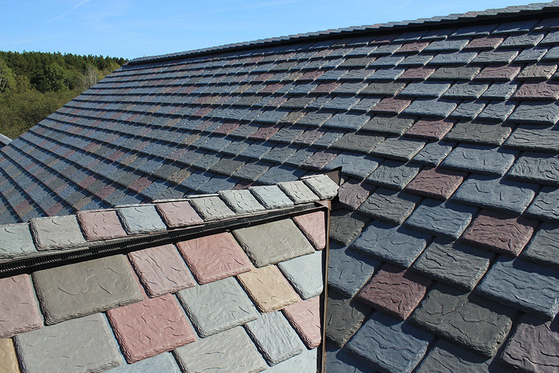 Synthetic slate roof on a residential home in Katy Texas